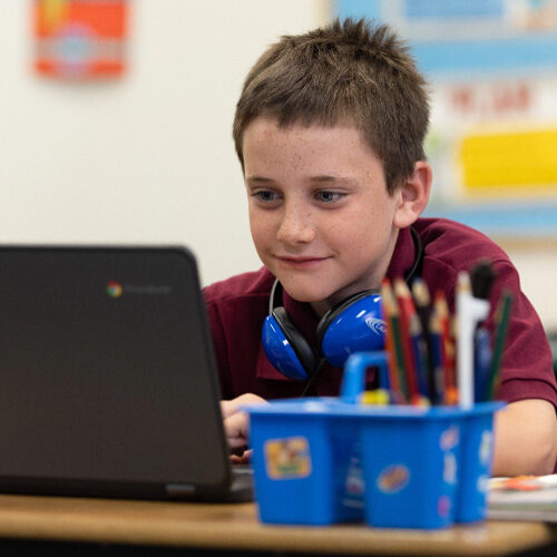 Student at computer